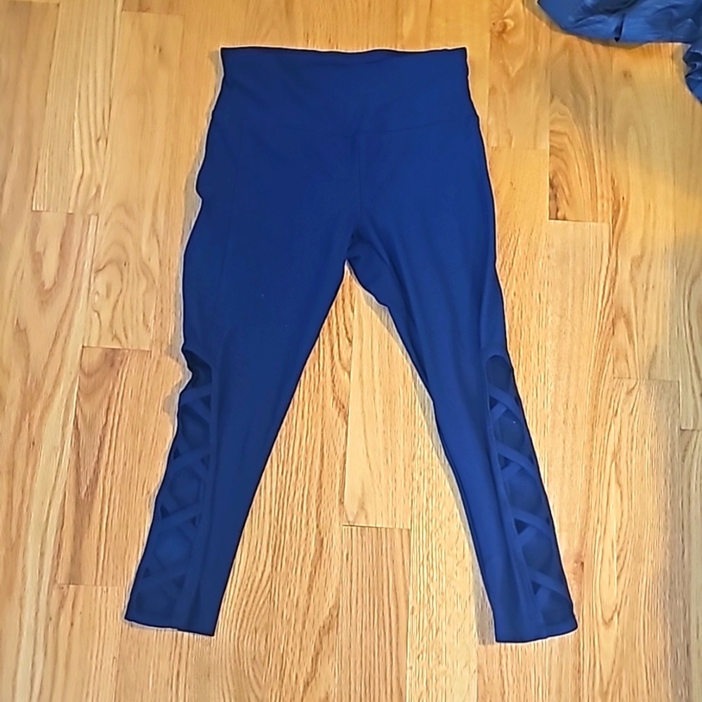Navy leggings- crisscross pattern
